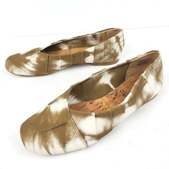 Korks Palmer Pleated Fabric Comfort Ballet Flats Brown White Tie Dye Womens 7 - Picture 1 of 8